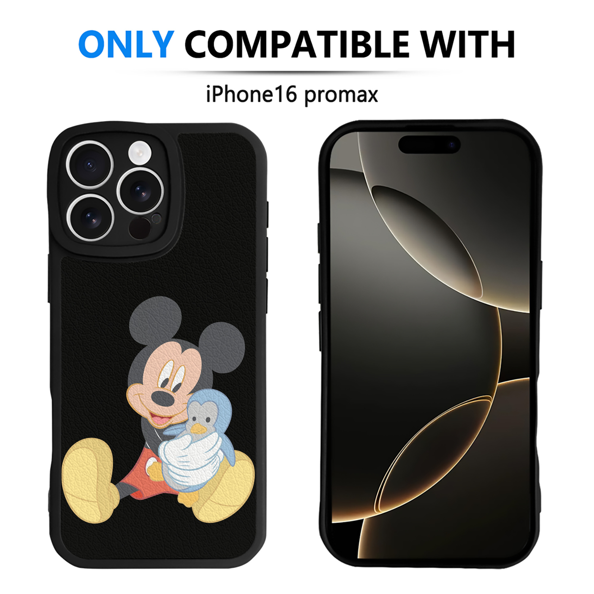 （画像用） ミッキーマウス Mickey Mouse 【iPhone 16シリーズ対応】シリコンスマホケース（レザー調） 材質：シリコン